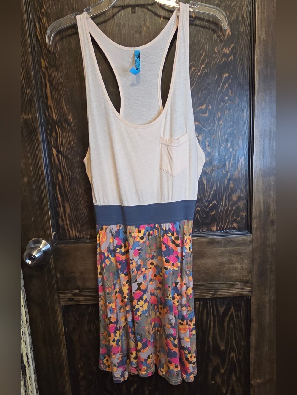 EUC Easy Breezy By Free People Cream & Bright Floral Mini Razor Back Tank with
